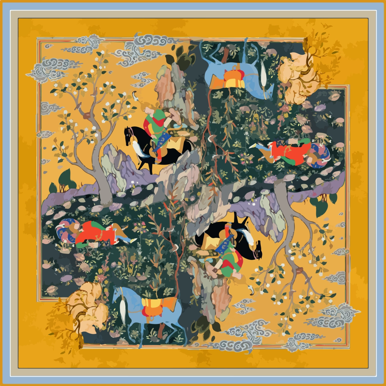 Cultured Silk Scarf Illustration by Adonis Jafargholi Beik. Winner in the Graphics and Visual Communication Design Category, 2019-2020.