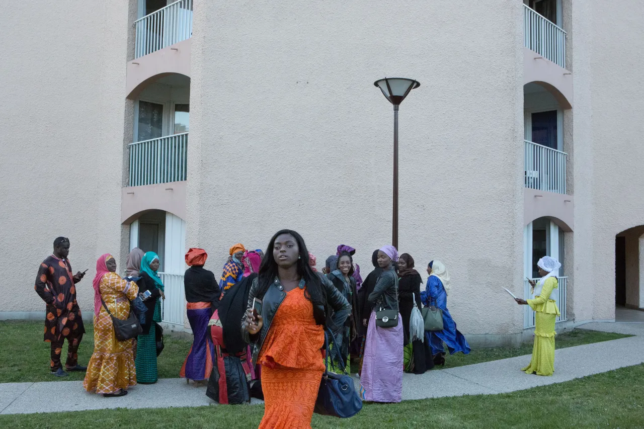 Girls celebrating a wedding party at the building yard. Deuil-la-Barre, Ile de France From the series ‘First Generation’ © Carolina Arantes
