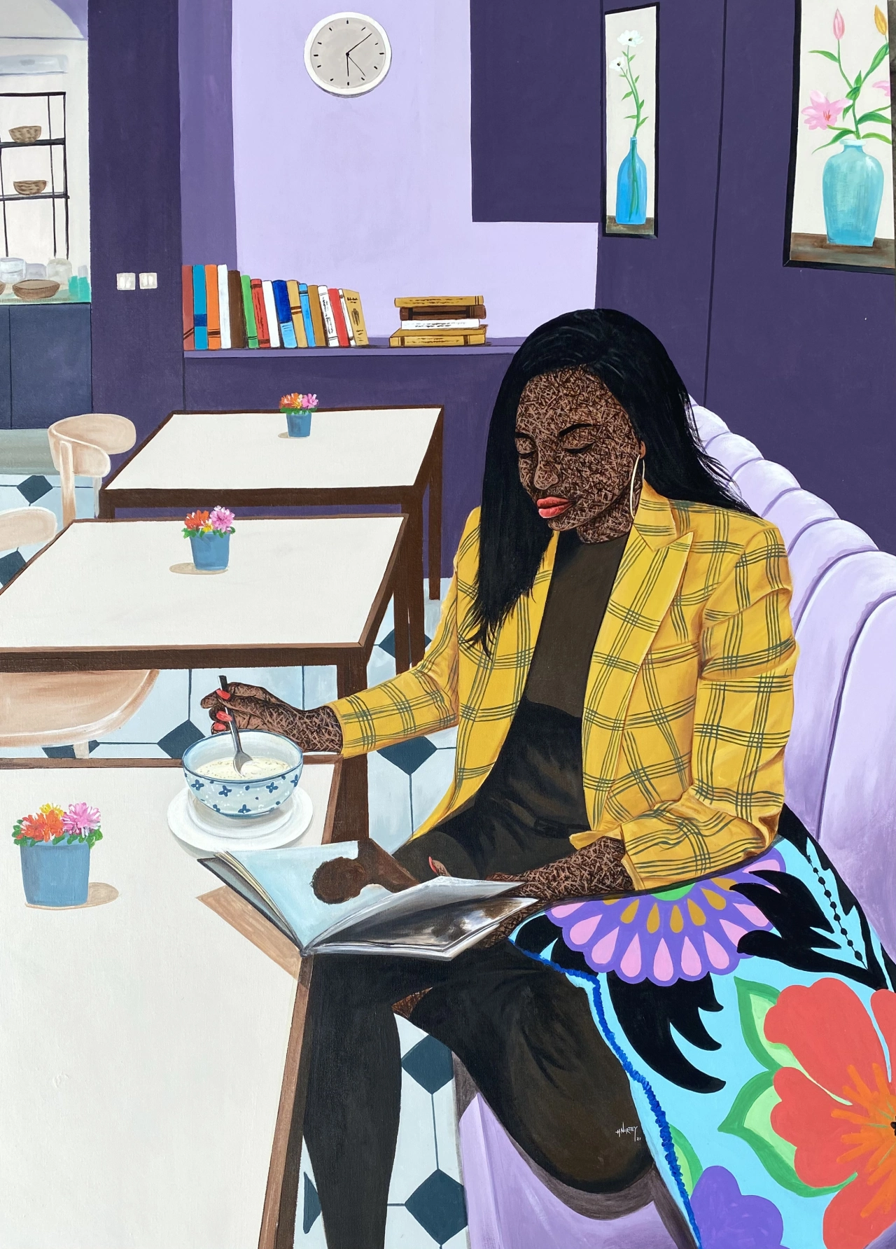 Hamid Nii Nortey, “Starve your distractions, feed your focus”, 2021. Acrylic on canvas. Courtesy of the artist and of ADA contemporary art gallery