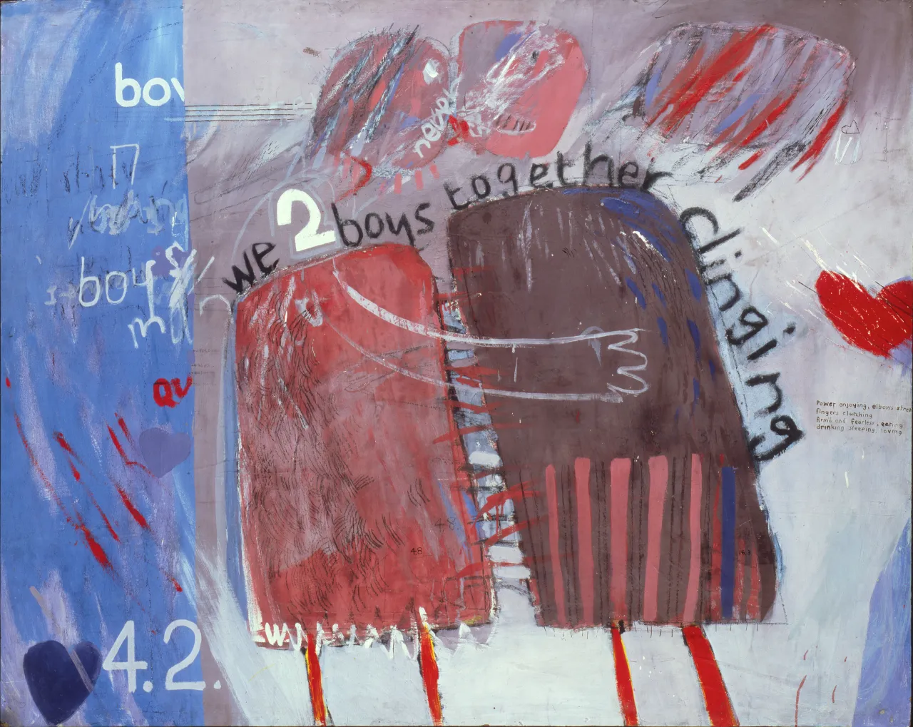 David Hockney We Two Boys Together Clinging 1961 Oil on board 48 x 60" © David Hockney Photo Credit: Prudence Cuming Associates Arts Council Collection, Southbank Centre, London