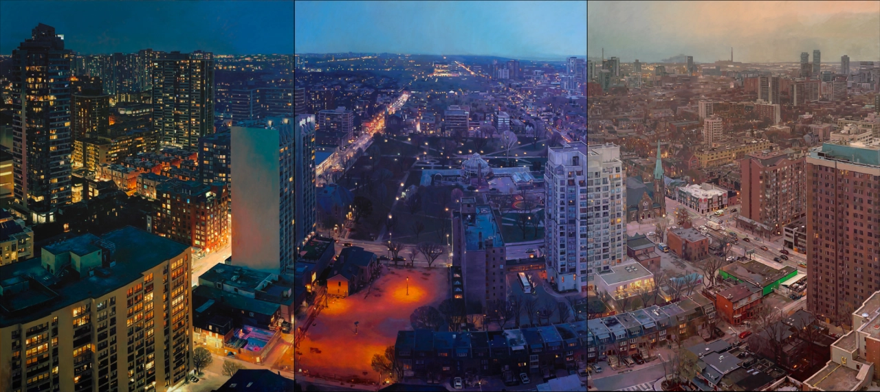 Keita Morimoto, Garden of Light, 2019, acrylic and oil on linen, 96 x 216 in., courtesy of Nicholas Metivier Gallery, Toronto