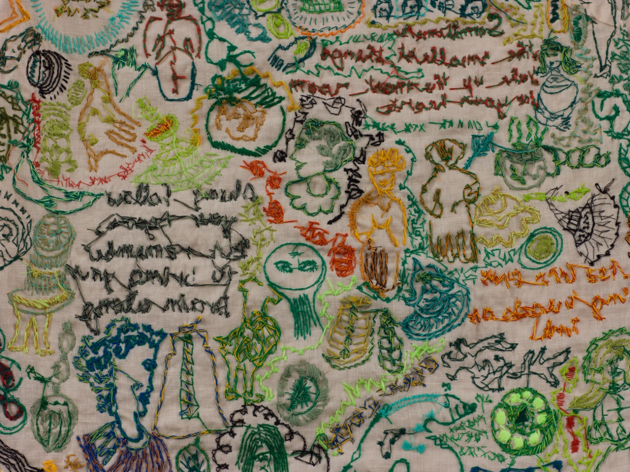 Batia Shani, Untitled , Detail 1, 2019. Embroidery on dress. Courtesy of Tamar Dresdner Art Projects