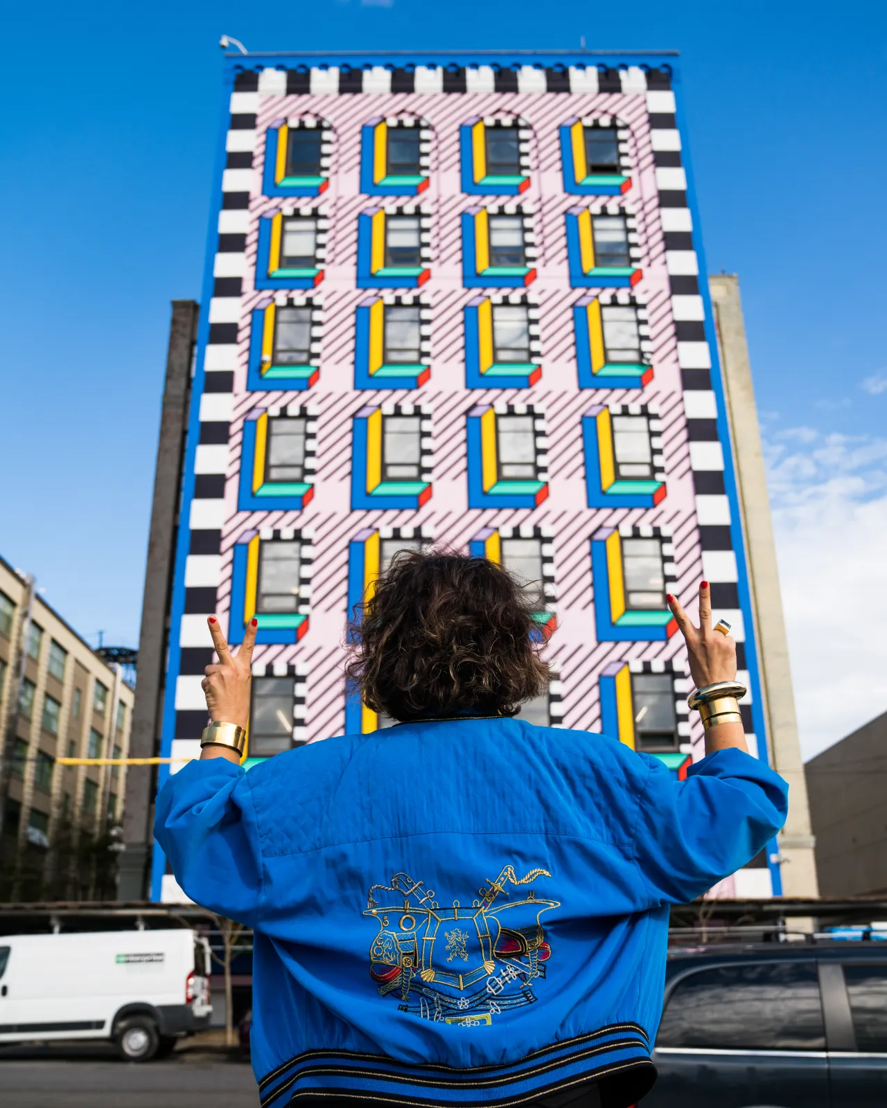 Mural by Camille Walala for WantedDesign during NYCxDESIGN festival. Images courtesy Industry City