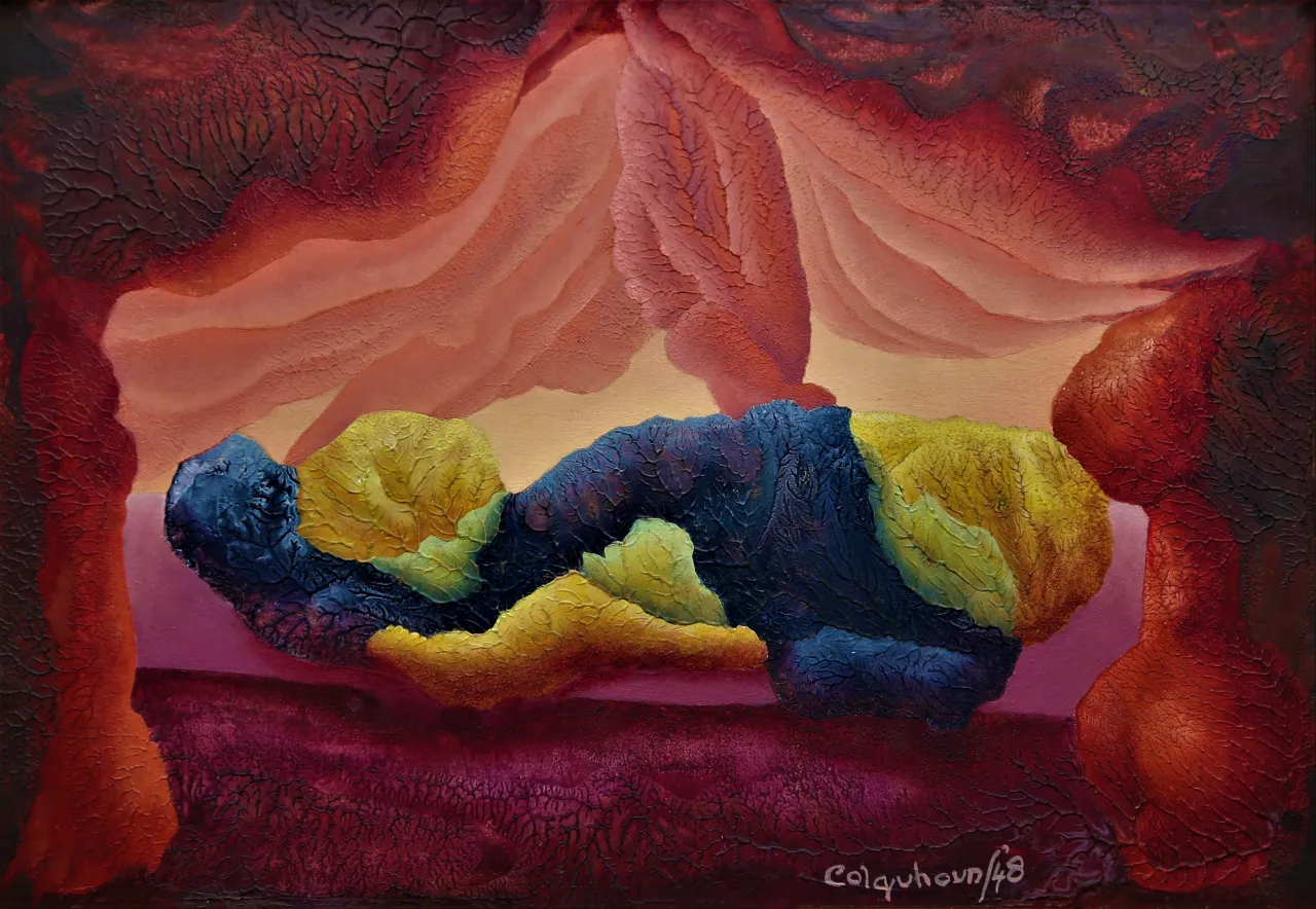 Ithell Colquhoun, Alcove 11, 1948, oil on board, collection Richard Shillitoe © By kind permission of the Noise Abatement Society, Samaritans and Spire Healthcare