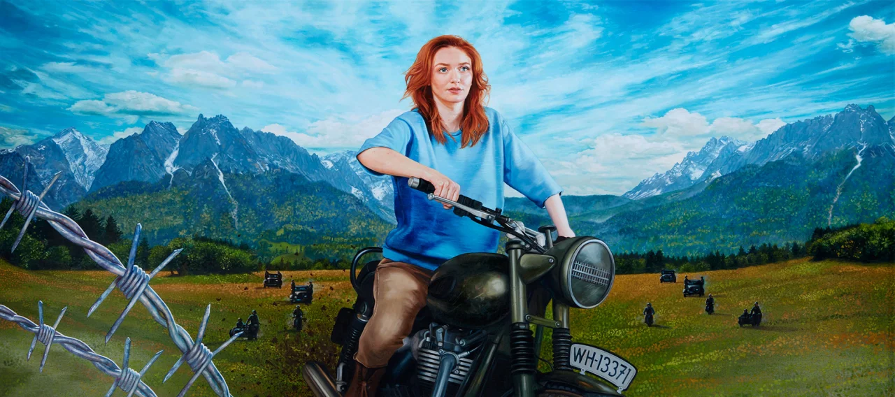 Eleanor Tomlinson as Hilts ‘The Cooler King’ from The Great Escape Oil on Canvas 135 x 60cm