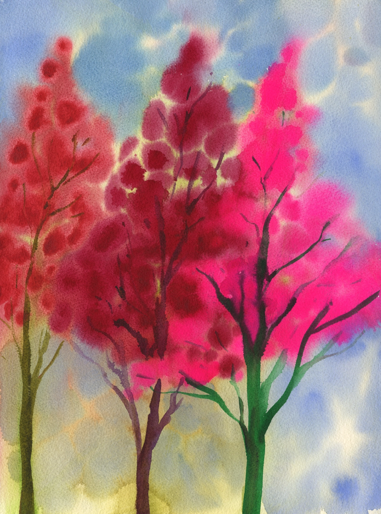 Trees, 2020. Watercolour on paper 40.6 x 30.5 cm / 16 x 12 in. All images: © Nicolas Party Courtesy the artist and Hauser & Wirth