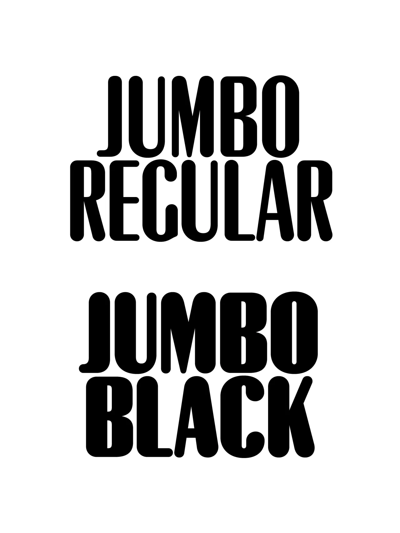 Two typeface weights displayed vertically: Jumbo Regular above Jumbo Black, both rendered in bold sans-serif lettering
