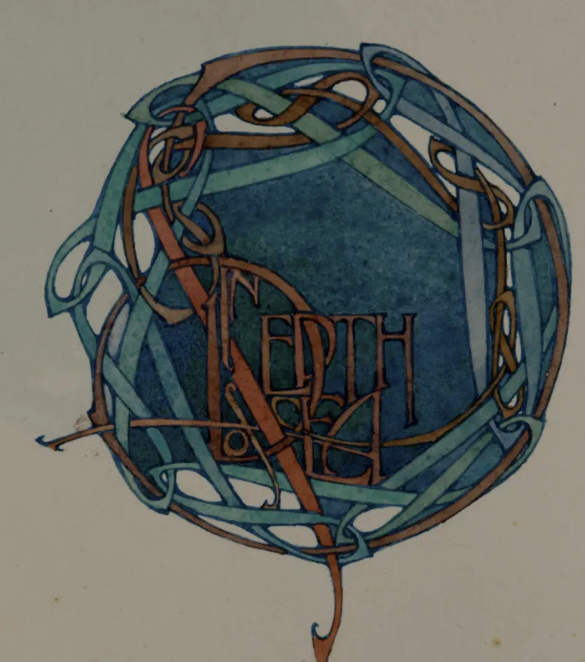 Watercolour on paper, 1914-18. The calligraphy reads 'God's shield to protect me'. The calligraphy reads 'In depth of sea'.