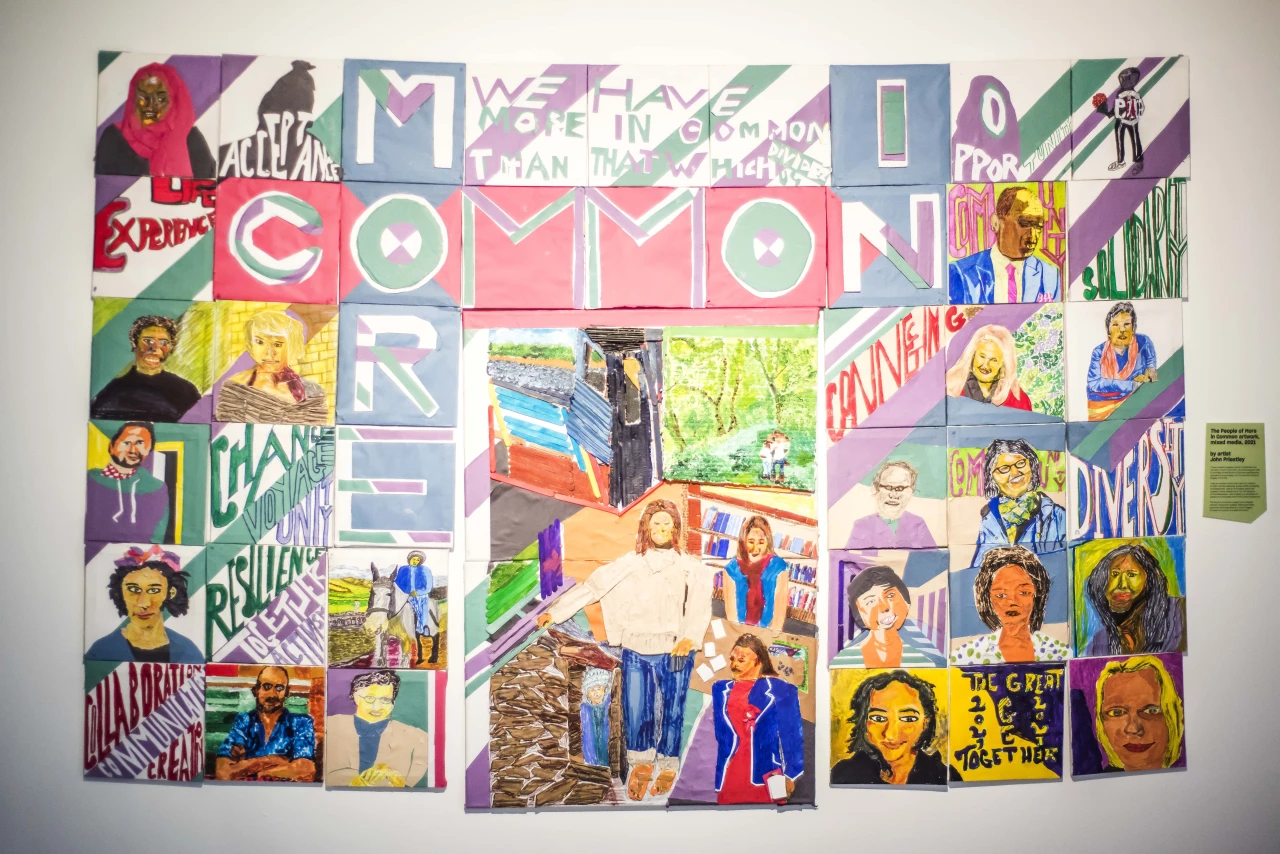 The People of More in Common artwork, 2021. By John Priestley. More in Common - in memory of Jo Cox exhibition at People's History Museum