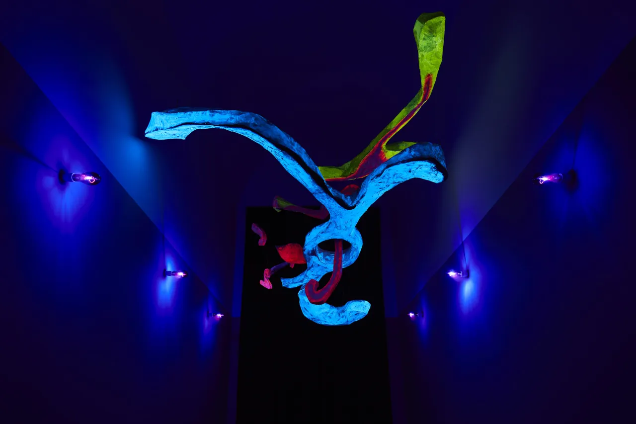 Lucio Fontana, Ambiente spaziale a luce nera, 1948-49/2017, installation view at Pirelli HangarBicocca, Milan, 2017. Courtesy Pirelli HangarBicocca, Milan. ©Fondazione Lucio Fontana Photo: Agostino Osio
