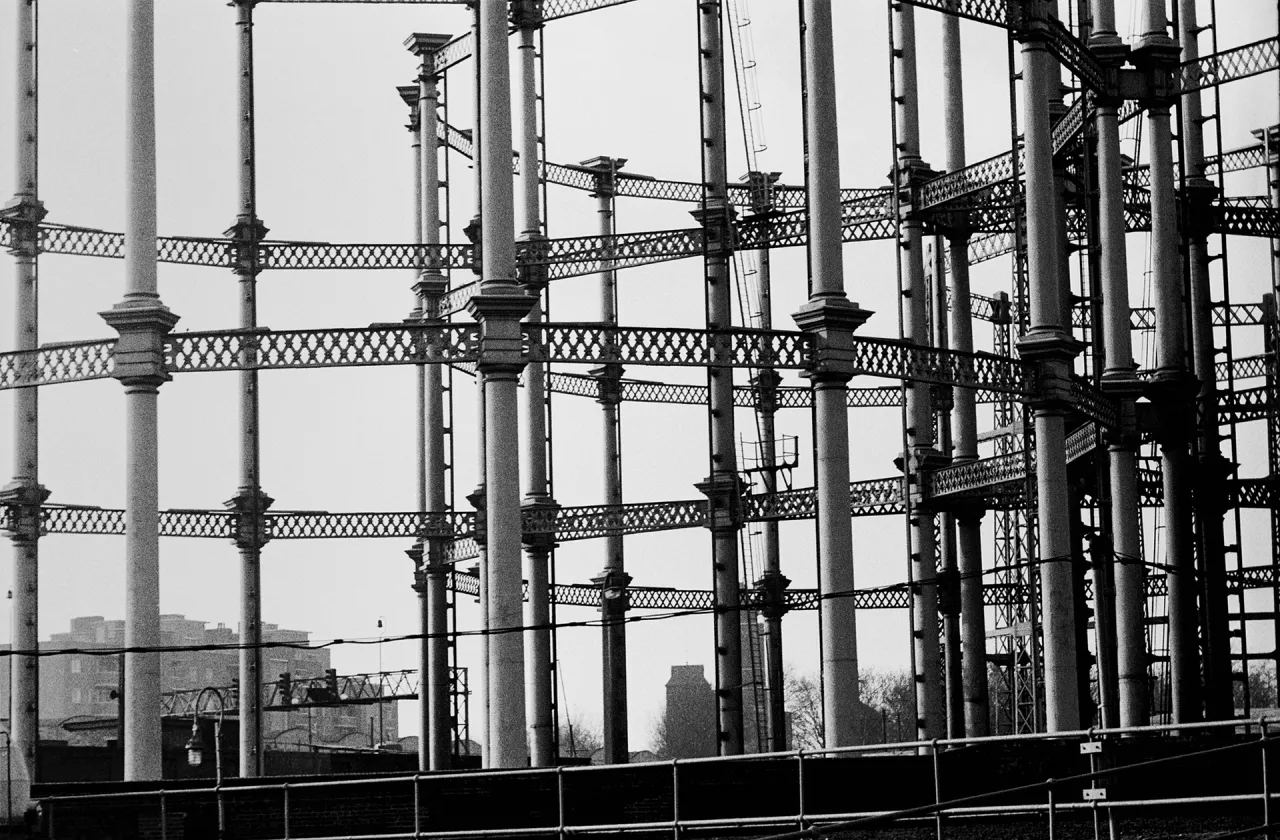Gasometers now long gone. King's Cross - 1974