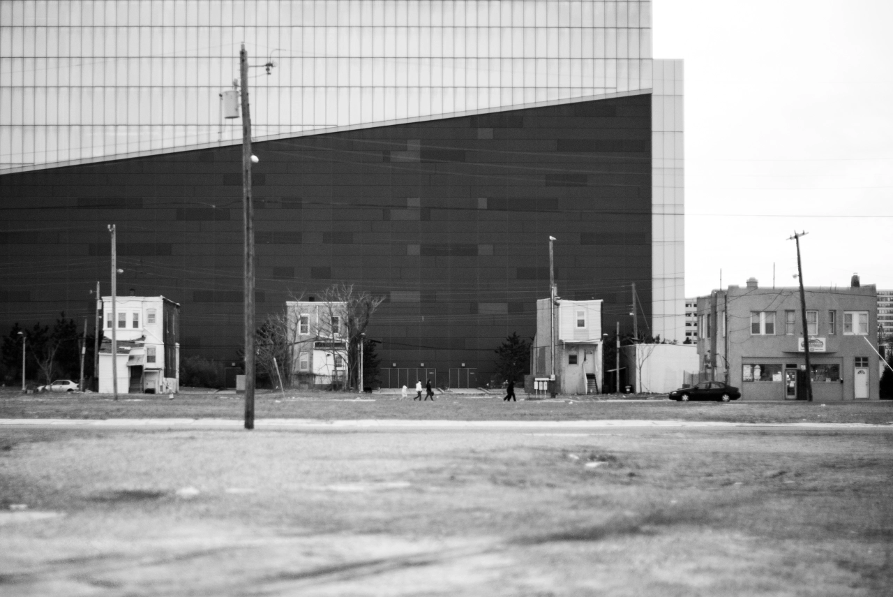 Three homes remain beside the Revel Casino (now the Ocean Casino Resort). Others were leveled in hopes that developers would buy the land for new casinos. © Timothy Roberts