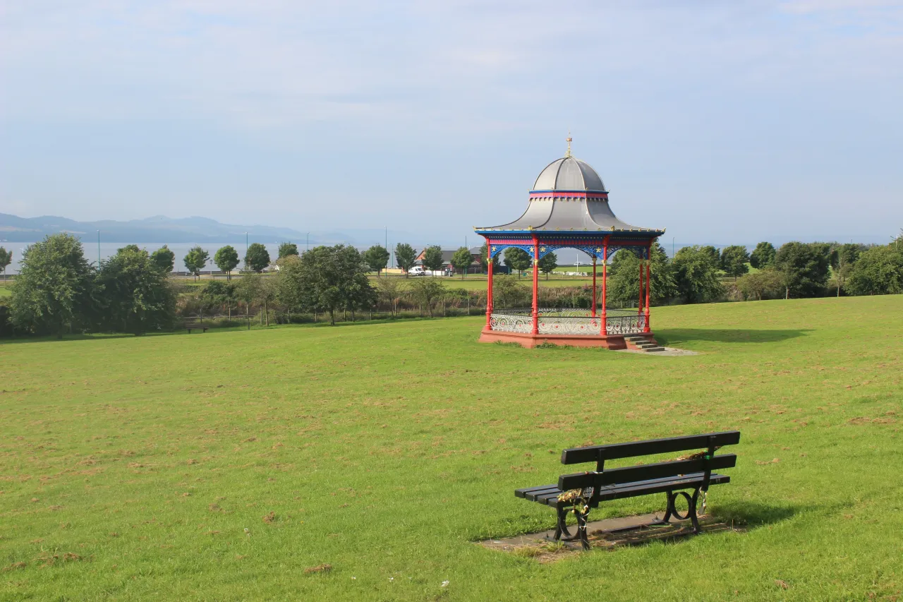 Magdalen Green and bandstand, looking west, Dundee. Image licensed via Adobe Stock