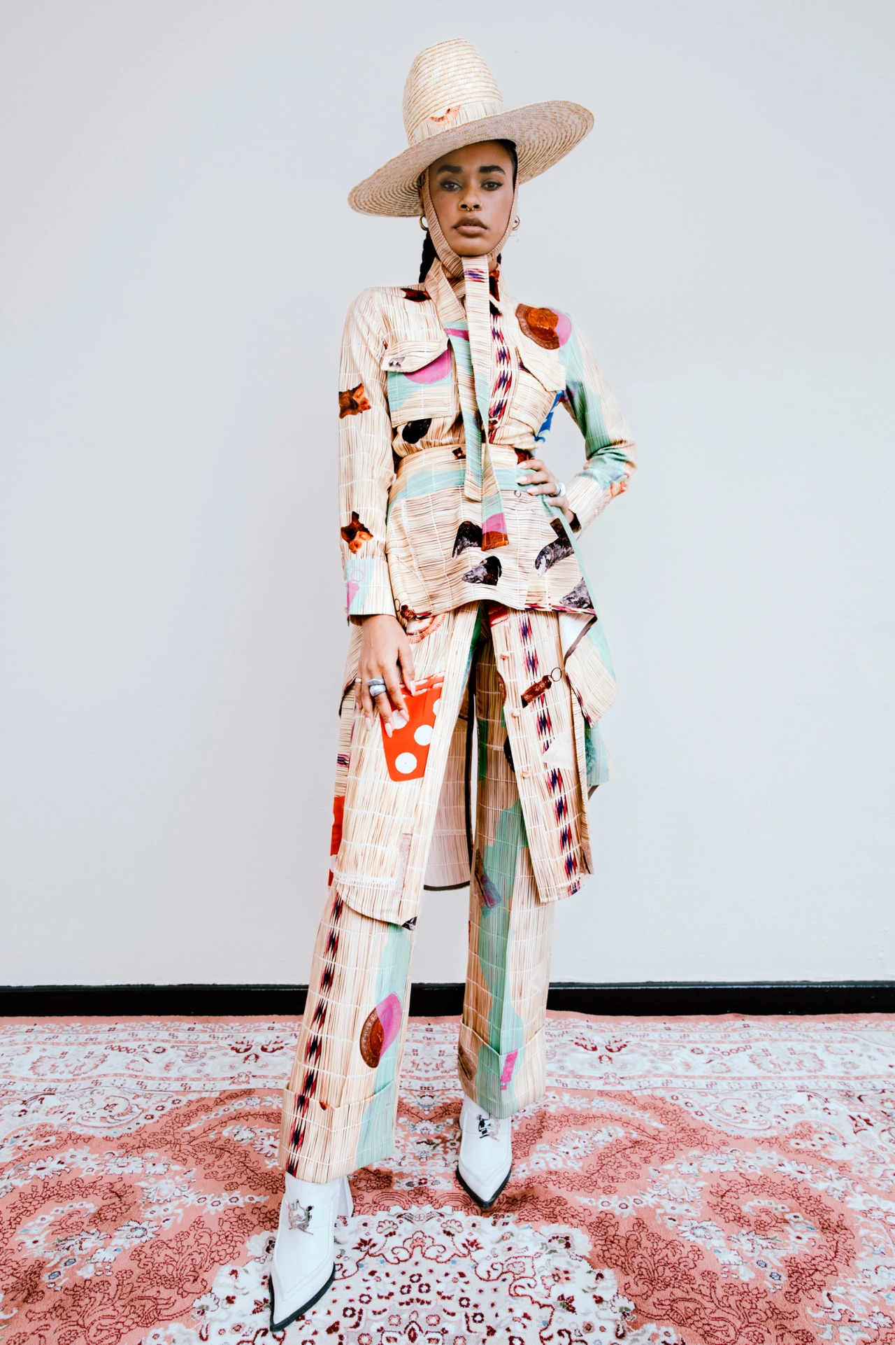Alchemy collection, Thebe Magugu, Johannesburg, South Africa, Autumn/Winter 2021. Photography: Tatenda Chidora Styling + Set: Chloe Andrea Welgemoed Model: Sio