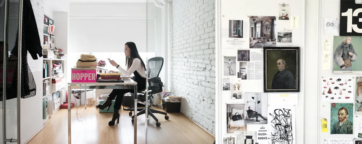 Pum's "messy" office and inspiration board