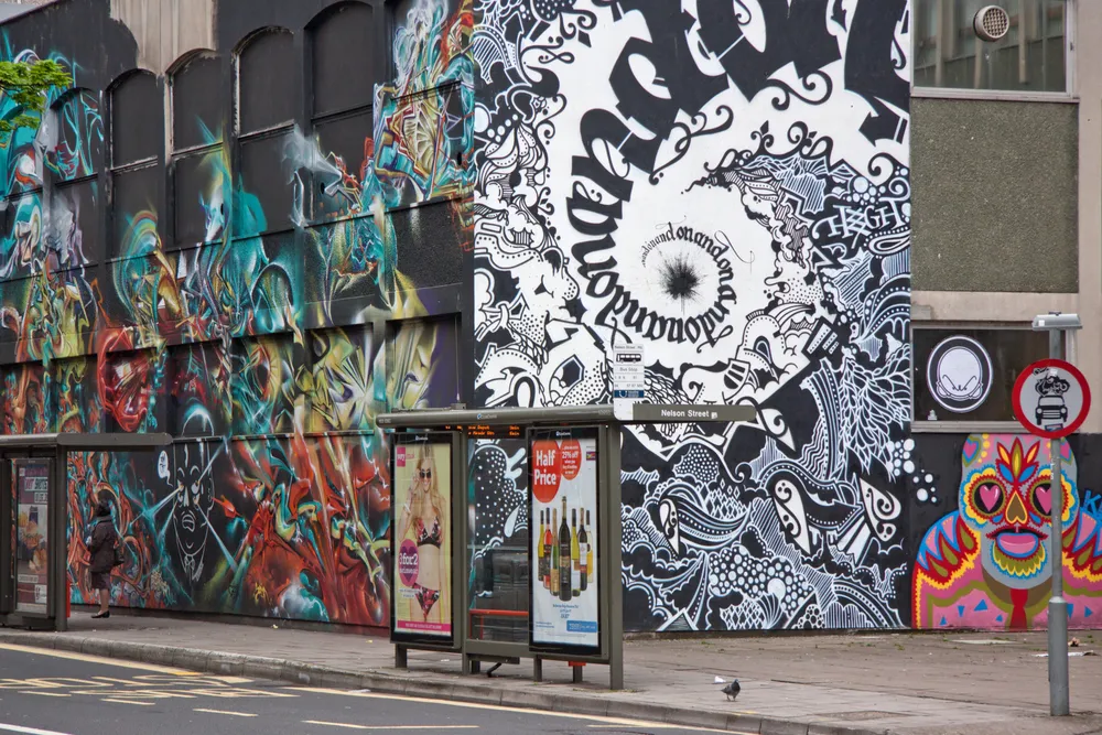 Artworks on buildings in Bristol, most created for See No Evil. Image Credit: pjhpix / Shutterstock.com.