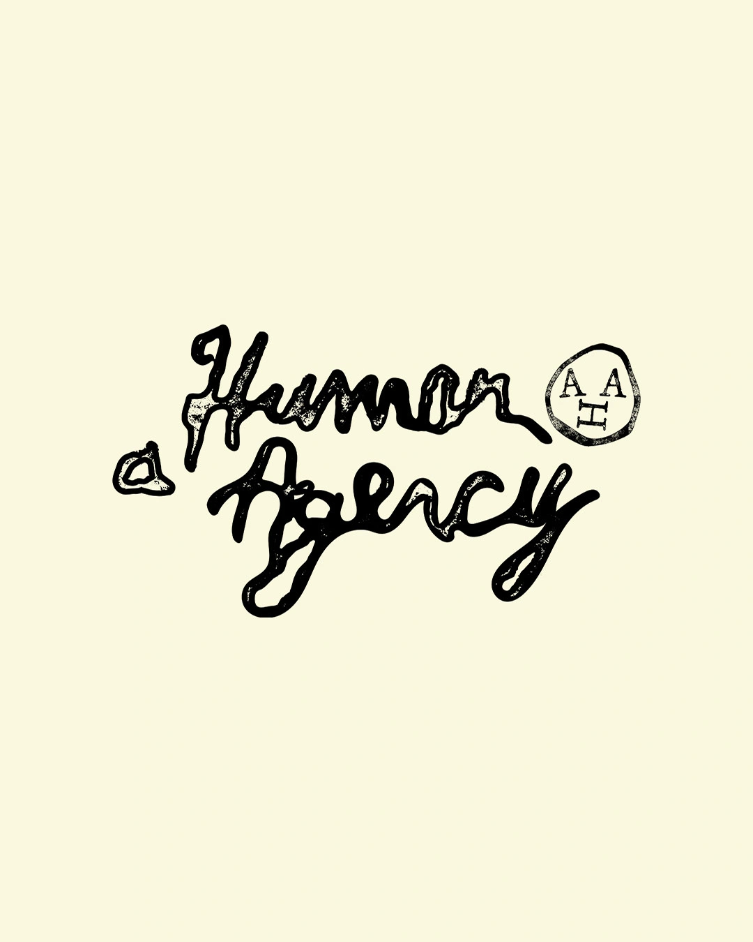 Hand-drawn text reading "a Humor a Balacy" with a simple smiling face illustration on a pale yellow background