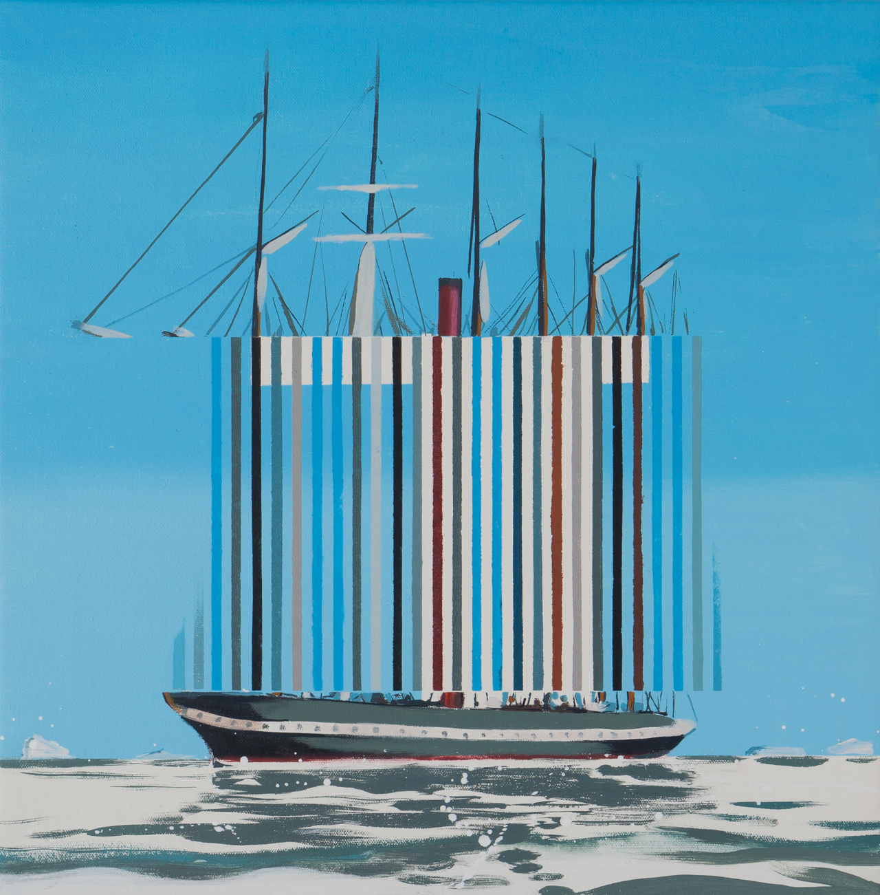 Darren Coffield, SS Great Britain, 2019. Acrylic on canvas, 44.5 x 43.5 cm © Darren Coffield. Courtesy of Dellasposa Gallery