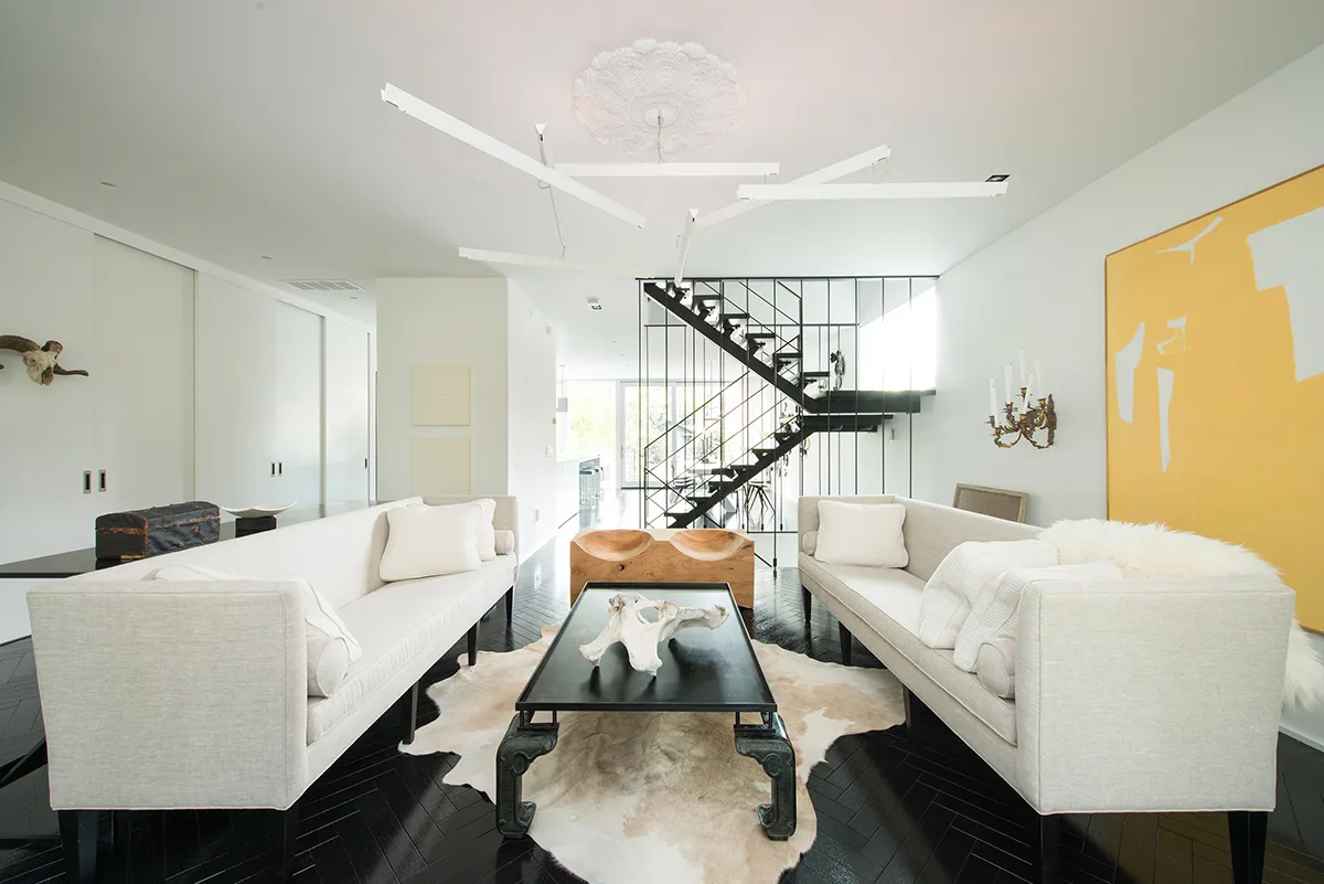 Pum's living room where she loves to unwind: "It's a super clean home. I like to go home to a blank space to clear my mind every night."