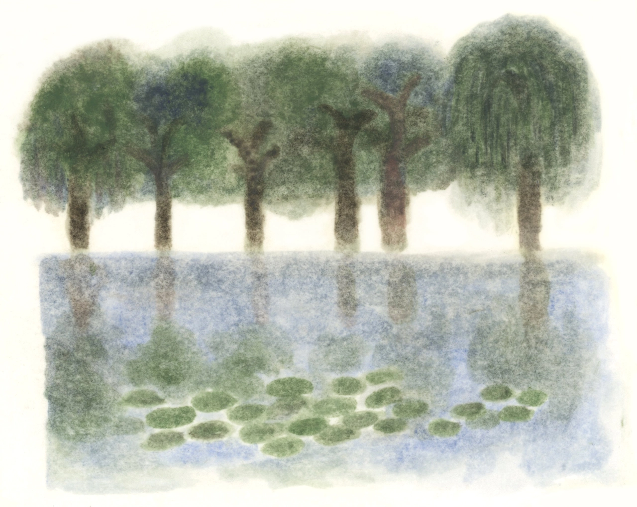 Cross-section illustration showing tree roots and undergrowth beneath a row of mature trees with green foliage