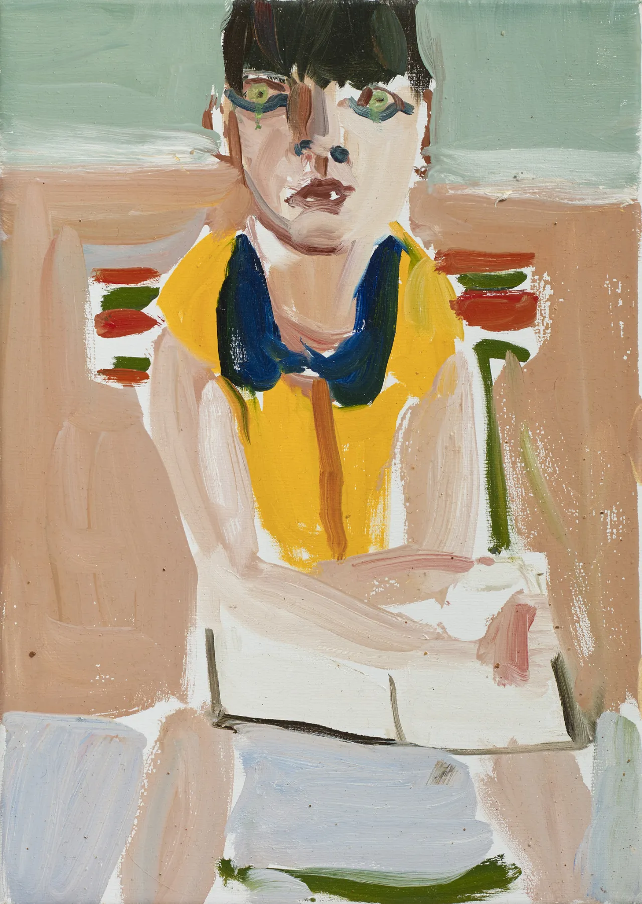 Esme in a Yellow Dress, 2016 Oil on canvas 35.6 x 25.2 x 2.1 cm 14 1/8 x 9 7/8 x 7/8 in © Chantal Joffe Courtesy the artist and Victoria Miro, London / Venice
